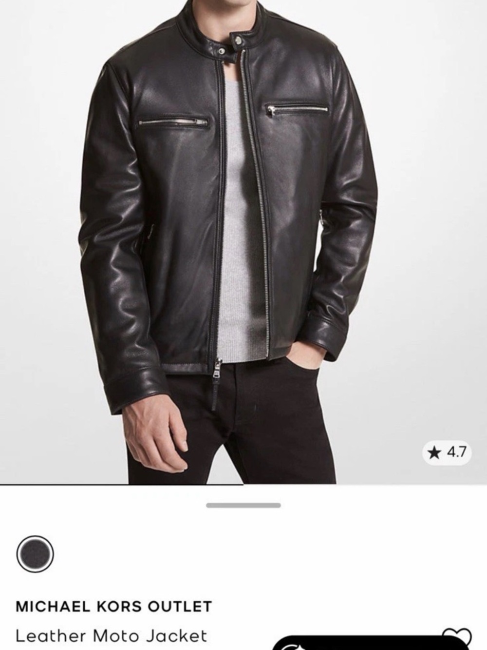 Michael Kors Black Leather Moto Bomber Jacket